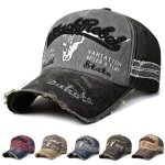 Casual Trendy Denim Distressed Embroidery Cap Sun Protection Comfortable Breathable Cap For Summer Holiday Outdoor Traveling Boy