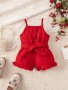 Baby Girl Ruffled Sleeveless Romper With Waist Belt - Adorable Button-front Jumpsuit For Summer