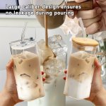1PC Heat-resistant Glass Mug With Lid And Straw 400ML - Durable Clear Beverage Glass For Milk Tea Coffee And Drinks - Perfect Fo