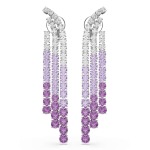 SWAROVSKI Matrix Clip Earrings Color Gradient Round Cuts Purple Rhodium Plated