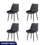 Grey Velvet Dining Chair – Set Of 4