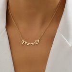 Golden Mama Love Necklace Mother's Day Jewelry Gift Alloy Neck Decoration Ornament