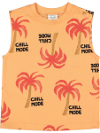 Sleeveless Palm Print Tank Top - 4 5 Orange