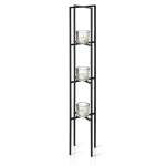 Glass Candle Holder On 3-TIERED Black Steel Frame Nero 100CM