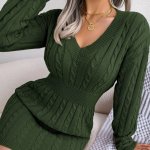 Waist-tight Twist Sheath Dress Woolen Skirt Womens Clothing
