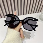 Large Cat Eye Sunglasses For Women Men Semi Rimless Y2K Fashion Gradient Lens Sun Shades For Beach Party Prom