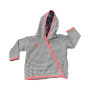 0-3M Navy & White Pin Stripe Cross Snapper Top With Coral Trim And Hoodie - Cotton On