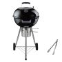 Kettle Charcoal Bbq Grill Burning With Lid Thermometer - 57CM