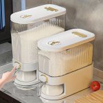 Kitchen Food Storage Dispenser Set Automatic Rice And Grain Organization Containers With Lids Uncharged Plastic Cereal Dispenser