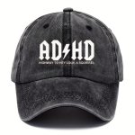 Funky Distressed Moisture-wicking Adjustable Duckbill Hat Ad+hd Print Cotton Baseball Cap For Men Women