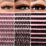 200 Pieces 10 Rows Mixed Length 3D D Curl False Eyelashes 0.05MM Thickness Natural Anime Cosplay Cluster Style Beginner Friendly