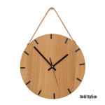 Liam Wall Clock In Oak - 300MM Dia Clear Varnish Sleek Red Second Hand