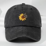 Vintage Sunflower & Butterfly Print Baseball Cap For Men - Distressed Washed Adjustable Fit Perfect For Outdoor Sports & Casual