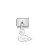 Silvershine Hanging Swan With Crown Link