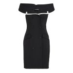 Off Shoulder Blazer Dress -black white