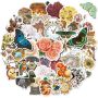 50PCS Label Waterproof Stickers Art Craft - Vintage Pink Roses Clock Alarm