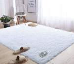 Smte New Large Premium Heavy Duty Fluffy Carpet rug & Complementary Smte Tieback White With Keychain