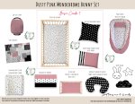 Cot Duvet Bedding Dusty Pink Monochrome Bunny Set