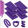Willbond 60 Pieces Flexible Curling Rods Hair Curlers Rollers Twist Flexi No Heat Rods Rollers For Long Short Hair Women 0.3 X 7 Inch Purple