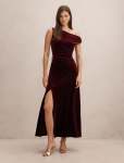 Winslet Off Shoulder Velvet Dress - 16 Berry