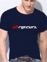 Rip Curl Logo Print Men's T-Shirt Polyester Blend Casual Crew Neck Tee With Slight Stretch Regular Fit Short Sleeve Top For Daily & Weekend