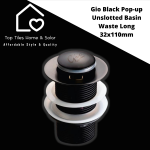 Gio Black Pop-up Unslotted Basin Waste Long - 32X110MM