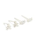 Sterling Silver Cubic Zirconia Xmas Gingerbread Man & Candy Stud Earrings 2-PACK
