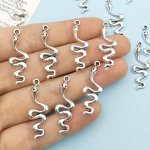 15PCS Antique Silver Plated Snake Charms Punk Style Animal Pendants For Jewelry Making Necklace Bracelet Handmade Diy Accessorie