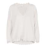 Overdyed Lace Trim Basic Top - White L xl