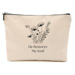 Vintage Wildflower Makeup Bag For Women Bible Verse Portable Travel Organizer Toiletry Cosmetic Bag With Zipper Roomy Makeup Bag