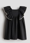 Butterfly-sleeved Jersey Dress - Charcoal