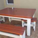 6 Seater Outdoor Patio Set With Extra Stools In Mahogany And White