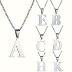 1PC Minimalist Stainless Steel English Initial Letter Pendant Necklace Cool Name Necklace Birthday Gift For Family Teenagers