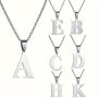1pc Minimalist Stainless Steel English Initial Letter Pendant Necklace Cool Name Necklace Birthday Gift For Family Teenagers