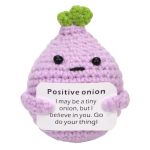 Nqeuepn Crochet Onion MINI Funny Onion Life Doll Cute Creative Knitted Onions Interesting Onion Holding Card Cheer Up Gifts For