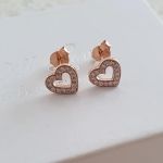 Simone Rose Gold Plated 925 Sterling Silver Cz Crystal Heart Earrings Size 9X8MM