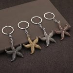 Alloy Starfish Keychain Sea Star Charm Keyring Creative Simple Design Keychain Pendant Casual Fashion Star Key Holder For Bag &