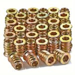 40PCS M6 Furniture Screw In Nut Threaded Wood Inserts Bolt Fastener Connector Hex Socket Drive For Wood Furniture Assortment