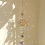 1PC Elegant Golden For Lotus Crystal Sun Catcher - Glass No Batteries Required Ideal For Diy Jewelry & Home Decoration