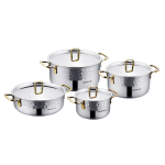 8 Piece Erna Cookware Set With Gold Handles