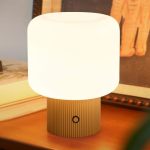 Magcharm Halo Mushroom Lamp 5W Cute Cordless Rechargeable Table Lamp With Glass Shade 3 Color Temps LED Dimmable Ambient Lightin