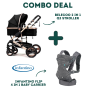 2 In 1 Belecoo Q3 Stroller Black + Infantino 4 In 1 Baby Carrier