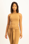 Hazel High Neck Crop Top - Toasted Coconut - S