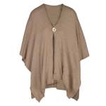 One Button Poncho - Beige Free