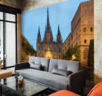Gothic Cathedral Night Barcelona Wall Mural