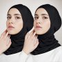 2PCS New Turban Cap Hijab Cap Ramadan Hat Hijab Thin Breathable Elastic Pullover Caps Elegant Style Muslim Head Wrap Gifts For Eid