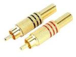 RCA Plug Gold - Metal - Yellow Stripes
