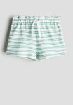 Cotton Shorts - White Green Striped