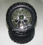 – 1:10 Monster Truck Tires – Mounted – Chrome 1 Pair