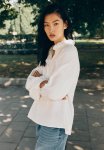 Frill-trimmed Muslin Blouse - White
